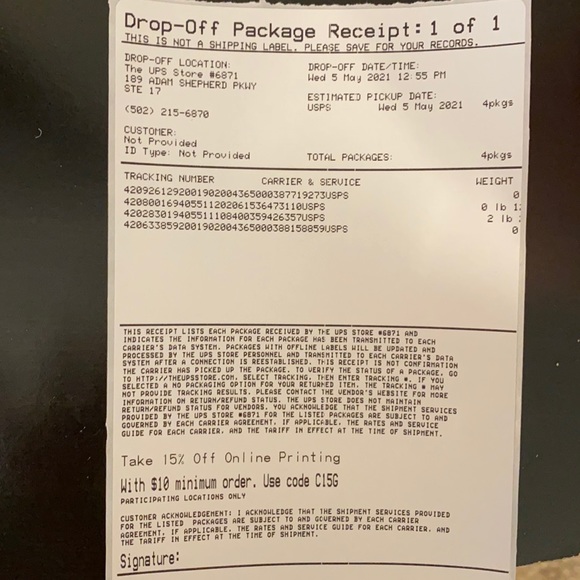 Receipts - Picture 1 of 5